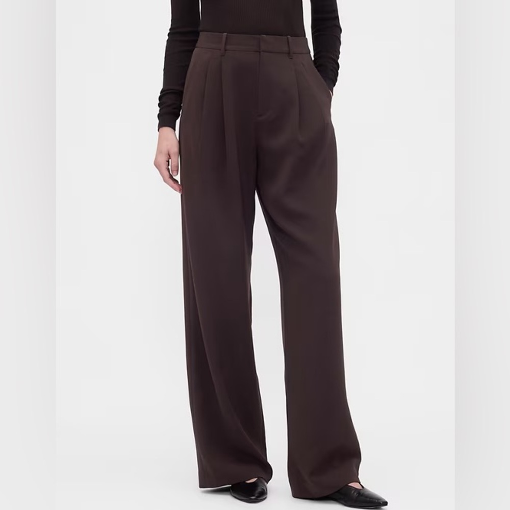 GAP Wide-Leg Trousers in Dark Brown